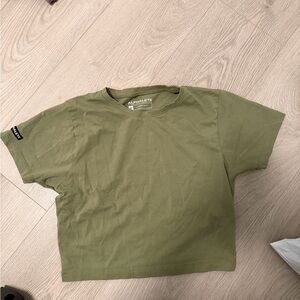 Alphalete Olive Green Cropped Tee - Size M